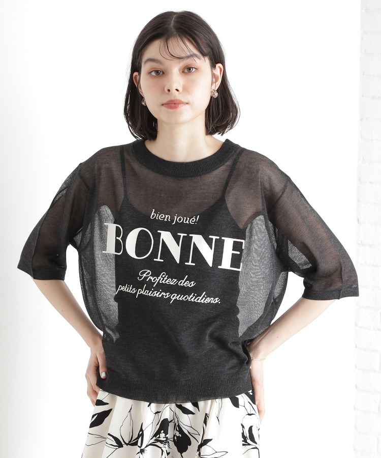 ザ ショップ ティーケー（ウィメン）(THE SHOP TK(Women))の光沢シアーロゴプルオーバー【洗える】1