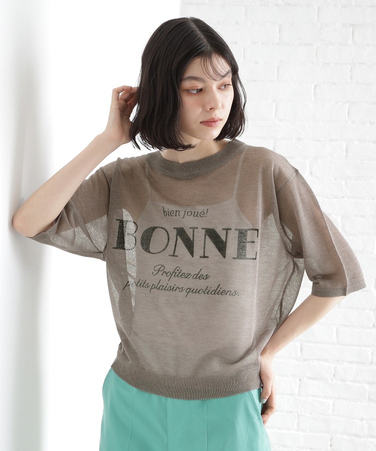 ザ ショップ ティーケー（ウィメン）(THE SHOP TK(Women))の光沢シアーロゴプルオーバー【洗える】10