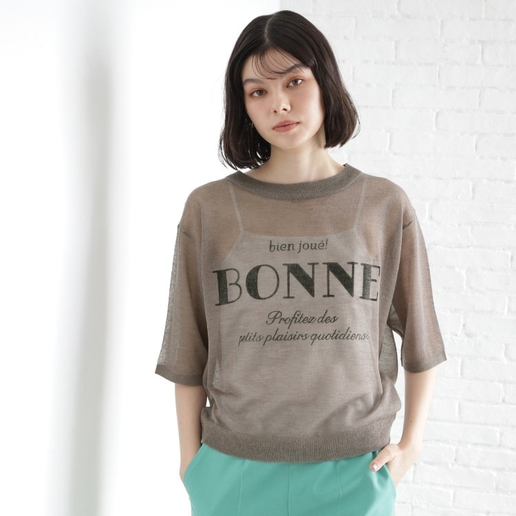 ザ ショップ ティーケー（ウィメン）(THE SHOP TK(Women))の光沢シアーロゴプルオーバー【洗える】 カットソー