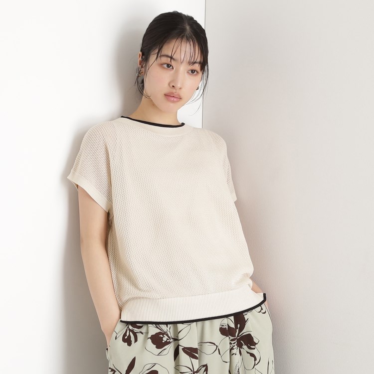 ザ ショップ ティーケー（ウィメン）(THE SHOP TK(Women))のフレンチスリーブメッシュニットタンクセット【洗える】 トップス＋インナーセット