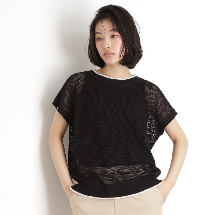 ザ ショップ ティーケー（ウィメン）(THE SHOP TK(Women))のフレンチスリーブメッシュニットタンクセット【洗える】 トップス＋インナーセット