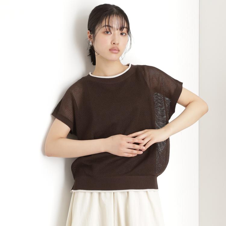 ザ ショップ ティーケー（ウィメン）(THE SHOP TK(Women))のフレンチスリーブメッシュニットタンクセット【洗える】 トップス＋インナーセット