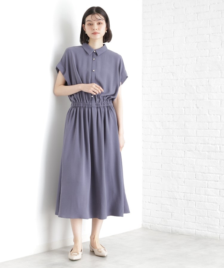 ザ ショップ ティーケー（ウィメン）(THE SHOP TK(Women))のシャツワンピース【防シワ／接触冷感／UV／洗濯機OK】 パープル(082)