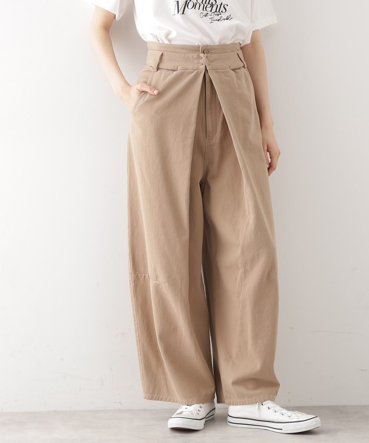 ザ ショップ ティーケー（ウィメン）(THE SHOP TK(Women))のバレル風タックパンツ【洗濯機OK】 ベージュ(052)