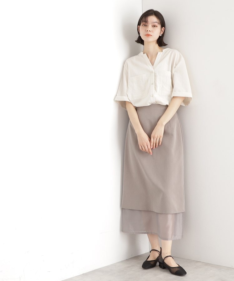 ザ ショップ ティーケー（ウィメン）(THE SHOP TK(Women))のダブルポケット5分袖シャツ【体型カバー/洗濯機OK】15