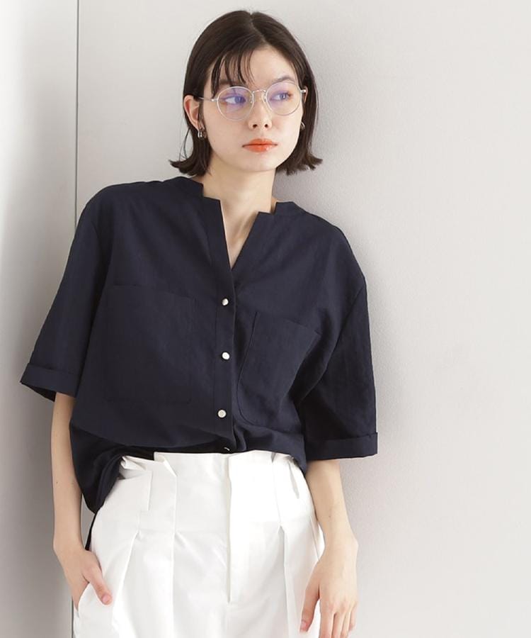 ザ ショップ ティーケー（ウィメン）(THE SHOP TK(Women))のダブルポケット5分袖シャツ【体型カバー/洗濯機OK】26