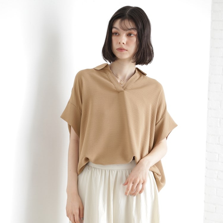 ザ ショップ ティーケー（ウィメン）(THE SHOP TK(Women))のスキッパーシャツ【防シワ／接触冷感／洗濯機OK/セットアップ可】 シャツ・ブラウス