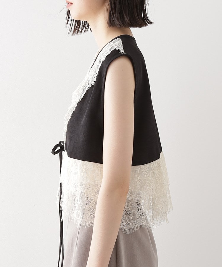 ザ ショップ ティーケー（ウィメン）(THE SHOP TK(Women))のレースフリルサテンベスト【洗える】10