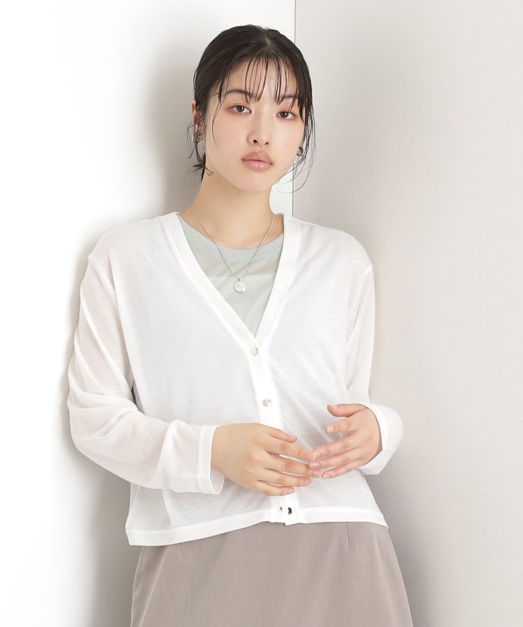 ザ ショップ ティーケー（ウィメン）(THE SHOP TK(Women))のシアーカーデ＆タンクトップ【セットアイテム/洗える】 オフホワイト(003)