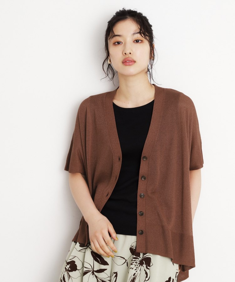 ザ ショップ ティーケー（ウィメン）(THE SHOP TK(Women))のポンチョカーディガン【洗える/体型カバー】 ブラウン(043)