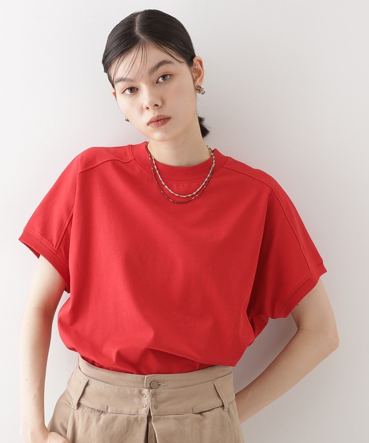 ザ ショップ ティーケー（ウィメン）(THE SHOP TK(Women))のフレンチ袖プルオーバー【毛玉になりにくい/接触冷感/UV/洗濯機OK】 レッド(063)