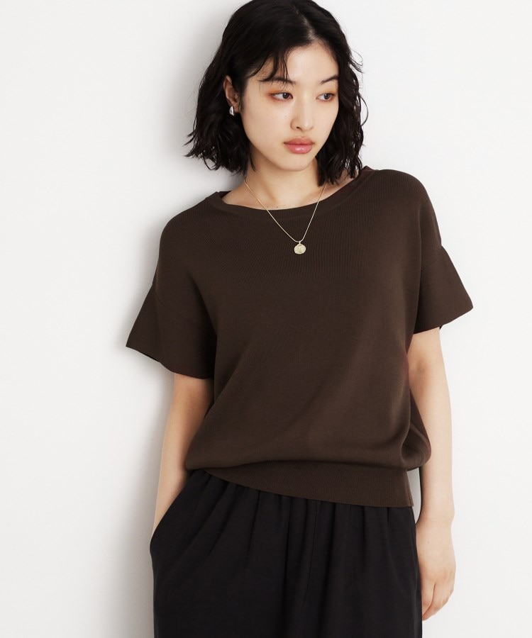 ザ ショップ ティーケー（ウィメン）(THE SHOP TK(Women))のさらさらフレアスリーブニット【毛玉になりにくい/UV/洗濯機OK】 ブラウン(043)