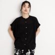 ザ ショップ ティーケー（ウィメン）(THE SHOP TK(Women))の麻調シアーフリルギャザーブラウス【洗える】 ブラック(019)