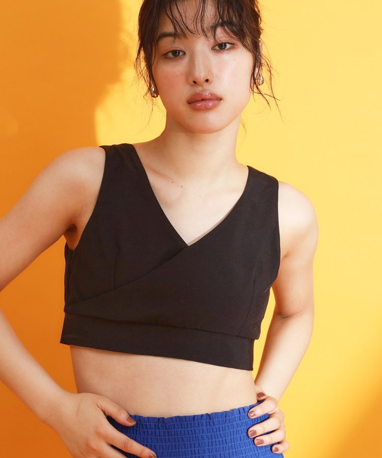 ザ ショップ ティーケー（ウィメン）(THE SHOP TK(Women))の【mizugiwa/ラッシュガード】パット入りリボンビスチェ/セットアップ可/接触冷感/UVケア/洗える ブラック(019)