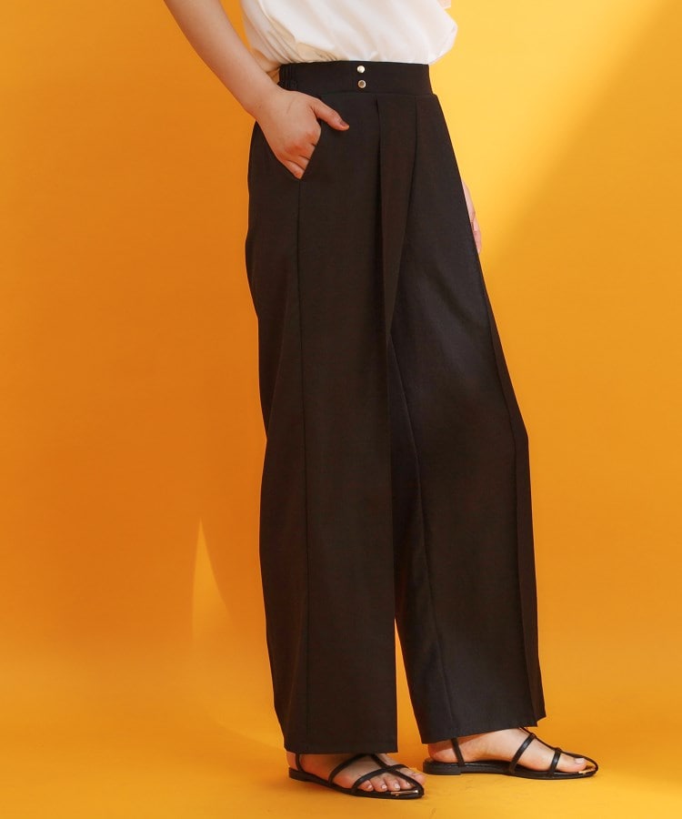 ザ ショップ ティーケー（ウィメン）(THE SHOP TK(Women))の麻調ピンタックワイドパンツ【洗濯機OK】1