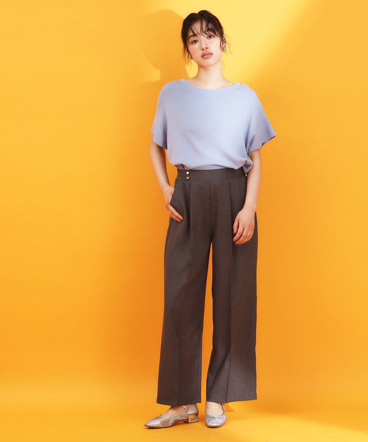 ザ ショップ ティーケー（ウィメン）(THE SHOP TK(Women))の麻調ピンタックワイドパンツ【洗濯機OK】6