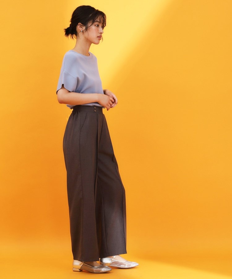 ザ ショップ ティーケー（ウィメン）(THE SHOP TK(Women))の麻調ピンタックワイドパンツ【洗濯機OK】7