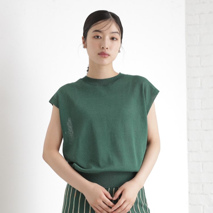 ザ ショップ ティーケー（ウィメン）(THE SHOP TK(Women))のラメシアーフレンチ袖トップス【セットUP可/洗濯機OK】 ニット/セーター