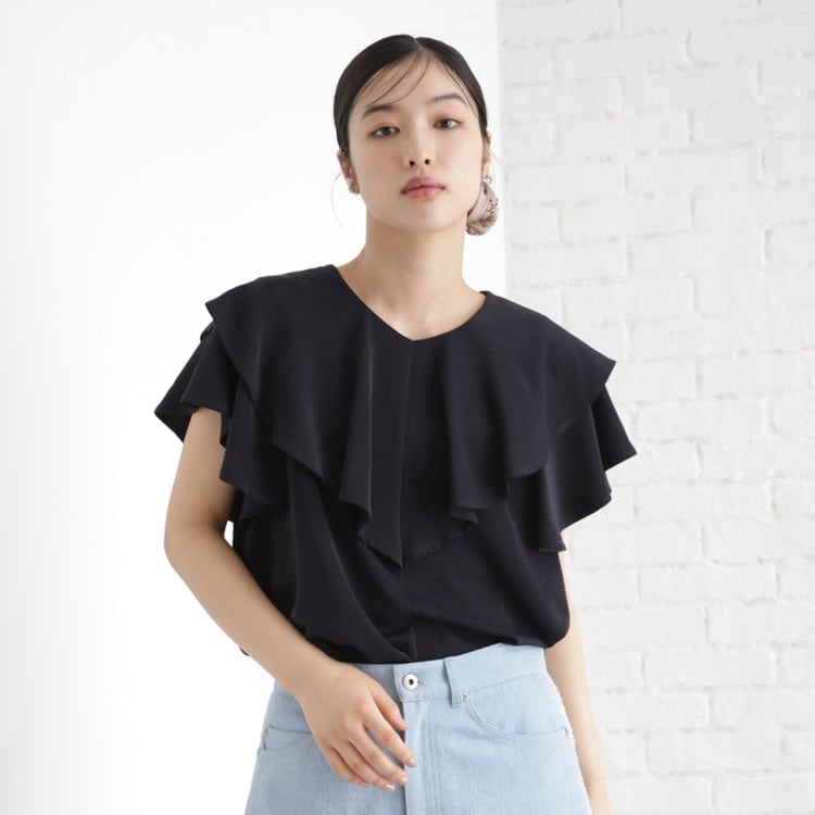 ザ ショップ ティーケー（ウィメン）(THE SHOP TK(Women))のフリルブラウス【接触冷感/洗濯機OK/UV/セットアップ可】 シャツ・ブラウス