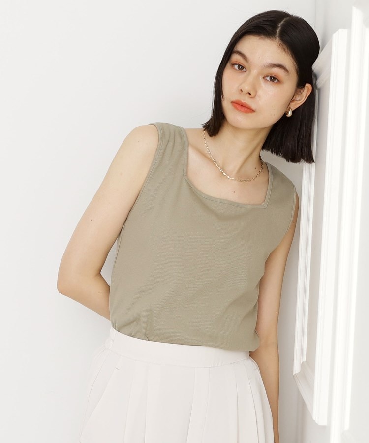 ザ ショップ ティーケー（ウィメン）(THE SHOP TK(Women))の【2WAY】スクエアタンク／接触冷感／洗濯機OK カーキ(027)