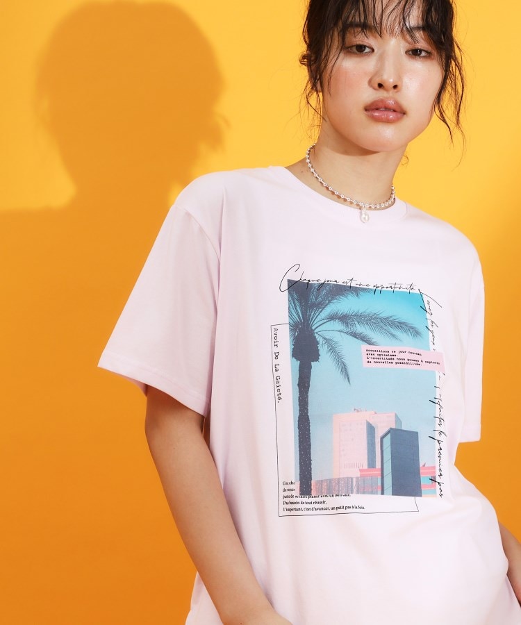 ザ ショップ ティーケー（ウィメン）(THE SHOP TK(Women))のフレンチフォトアソートTシャツ【接触冷感/UV/毛玉になりにくい/洗濯機OK】 ライトピンク(470)