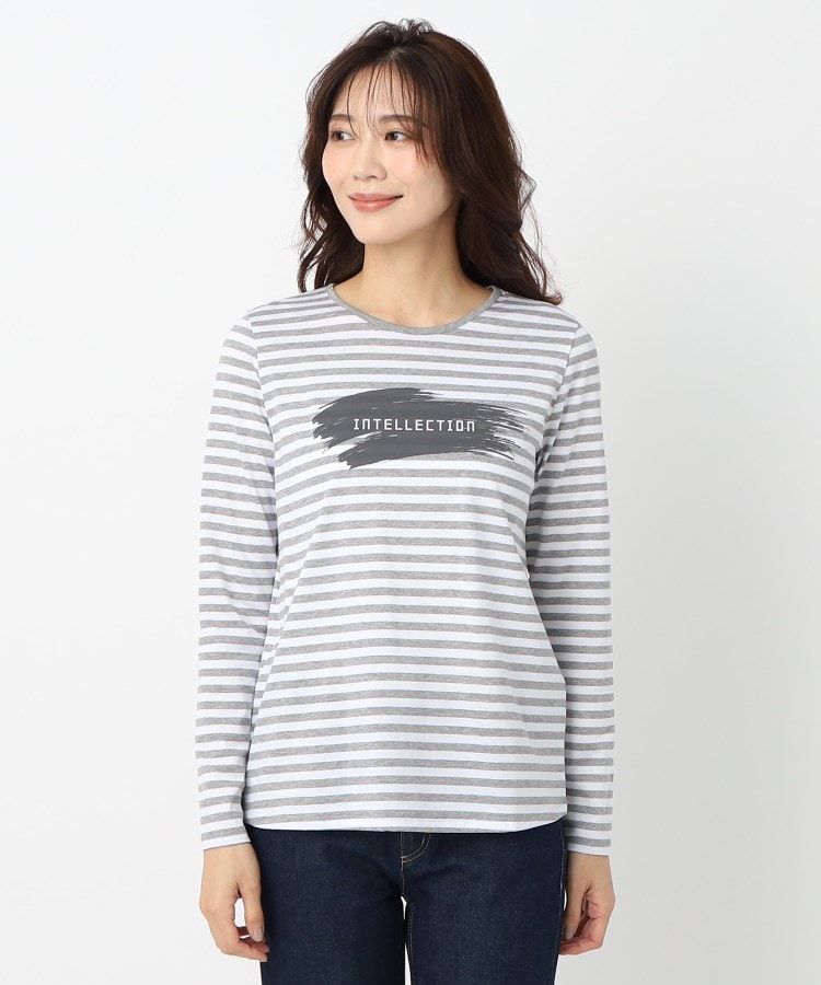 インテレクション(INTELLECTION)の【洗える】ブラッシュ×ロゴポイント長袖Tシャツ1