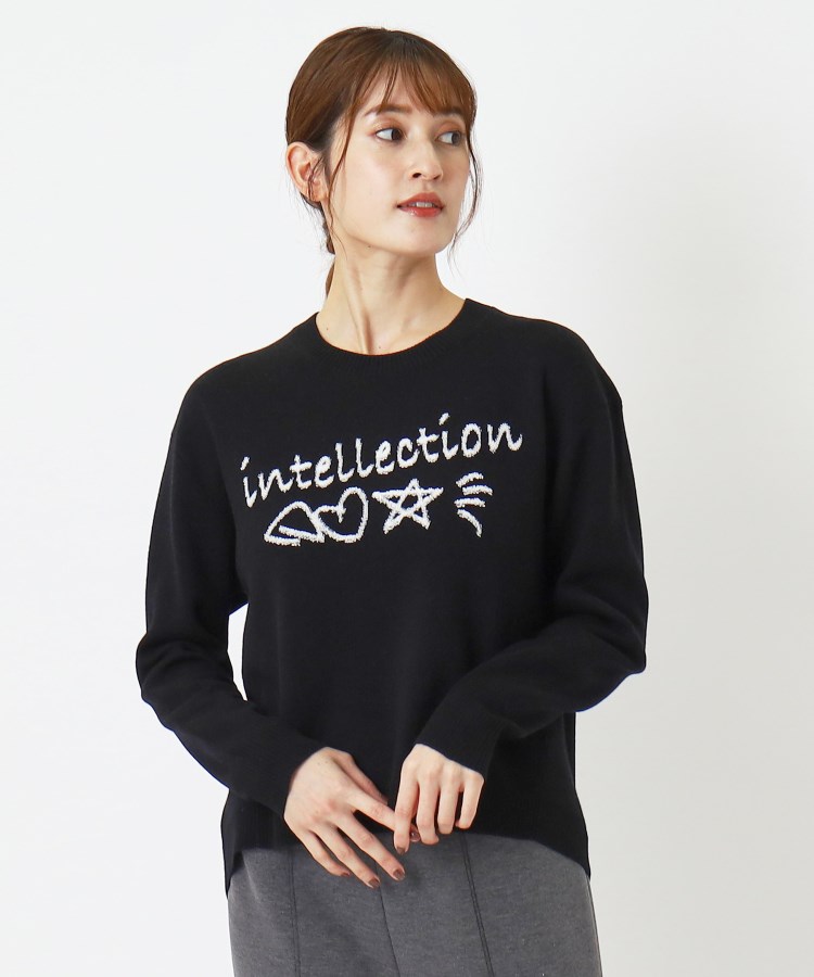 インテレクション(INTELLECTION)のロゴポイント丸首プルオーバーニット11