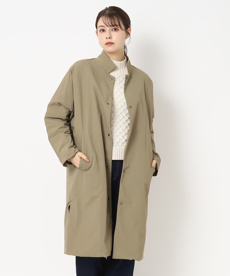 薄手ダウン】タフタロングコート(スタンドカラーコート 薄手ダウン】タフタロングコート(スタンドカラーコート