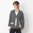 インテレクション(INTELLECTION)のブロック配色ポイントニットカーディガン チャコールグレー(013)