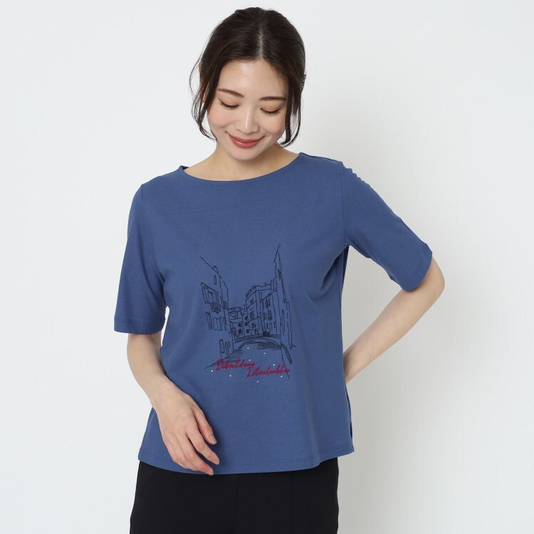 インテレクション(INTELLECTION)の【洗える】風景刺繍ポイントTシャツ Ｔシャツ