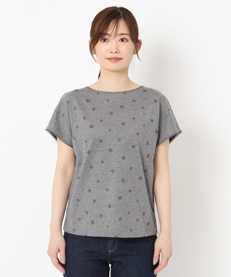 インテレクション(INTELLECTION)の【洗える】ドット柄フレンチ袖Tシャツ1