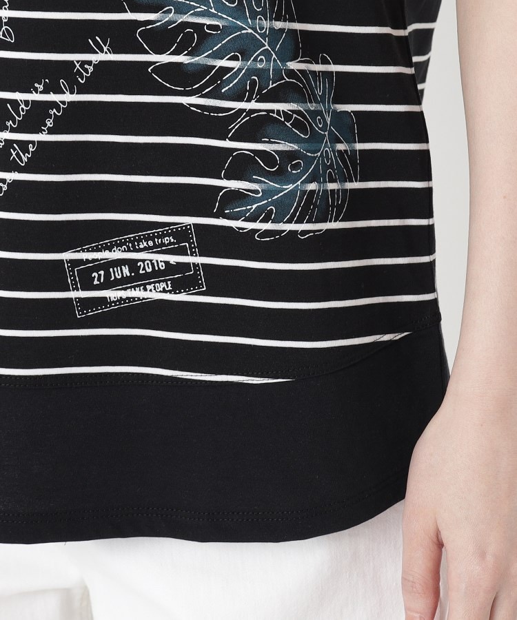 インテレクション(INTELLECTION)の【洗える】モンステラプリント×ボーダーTシャツ6