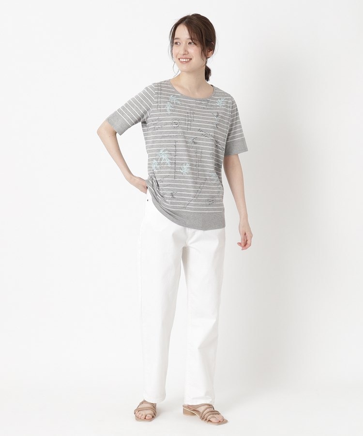 インテレクション(INTELLECTION)の【洗える】モンステラプリント×ボーダーTシャツ12