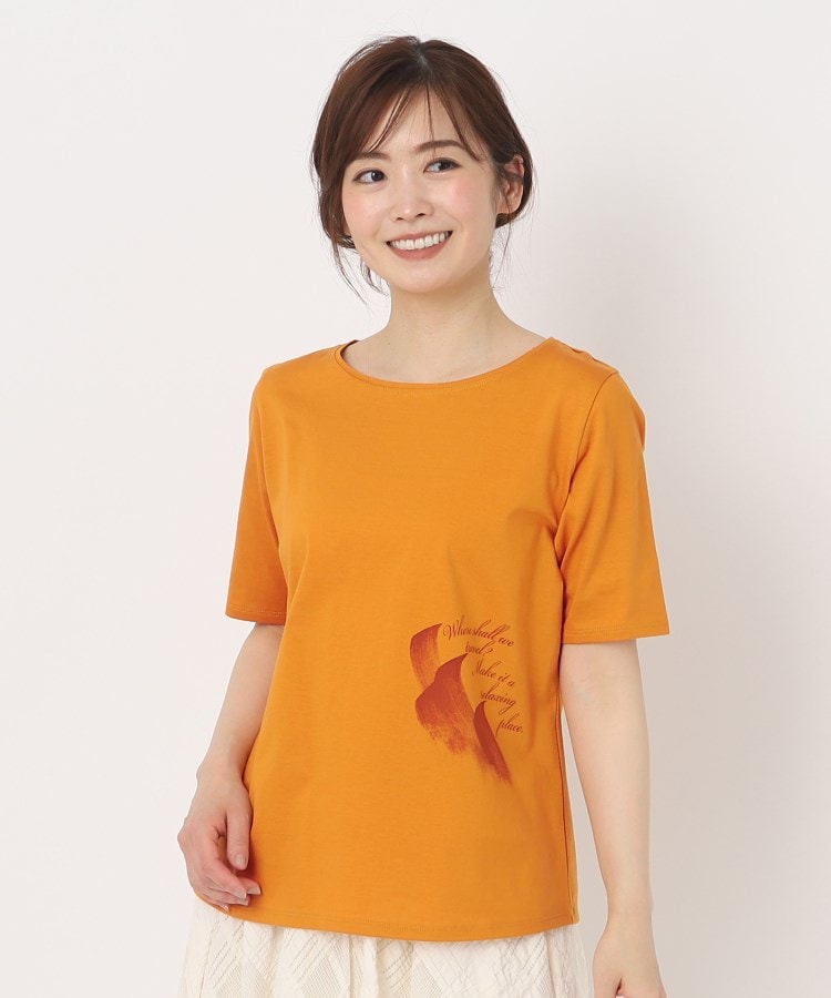 インテレクション(INTELLECTION)の【洗える】手書き風ポイントTシャツ オレンジ(065)