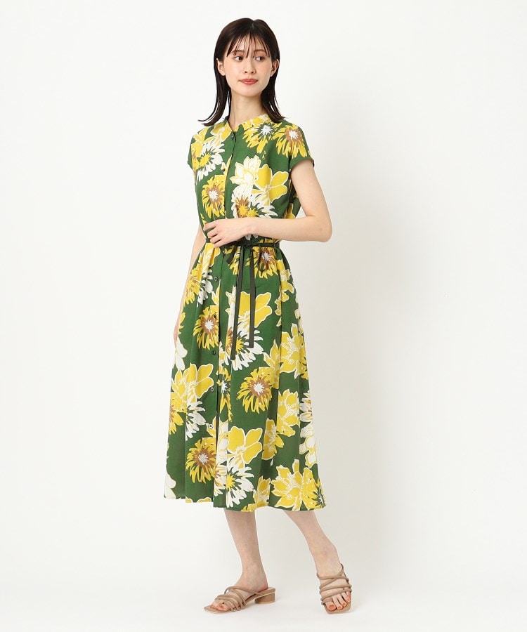 洗える】花柄前開きワンピース(マキシ・ロングワンピース 洗える】花柄前開きワンピース(マキシ・ロングワンピース