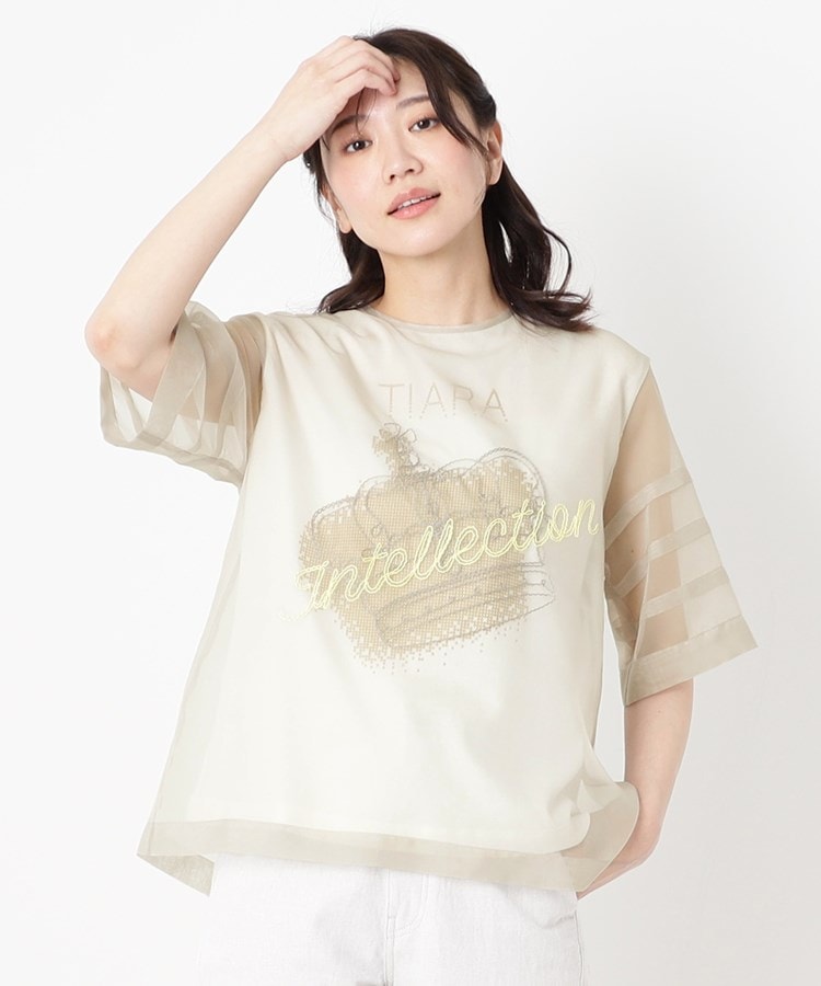 インテレクション(INTELLECTION)の【洗える・オーガンジー重ね】ティアラ刺繍プルオーバー ホワイト(502)