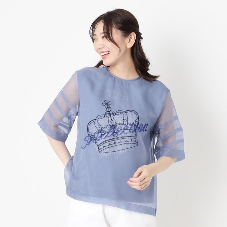 インテレクション(INTELLECTION)の【洗える・オーガンジー重ね】ティアラ刺繍プルオーバー カットソー