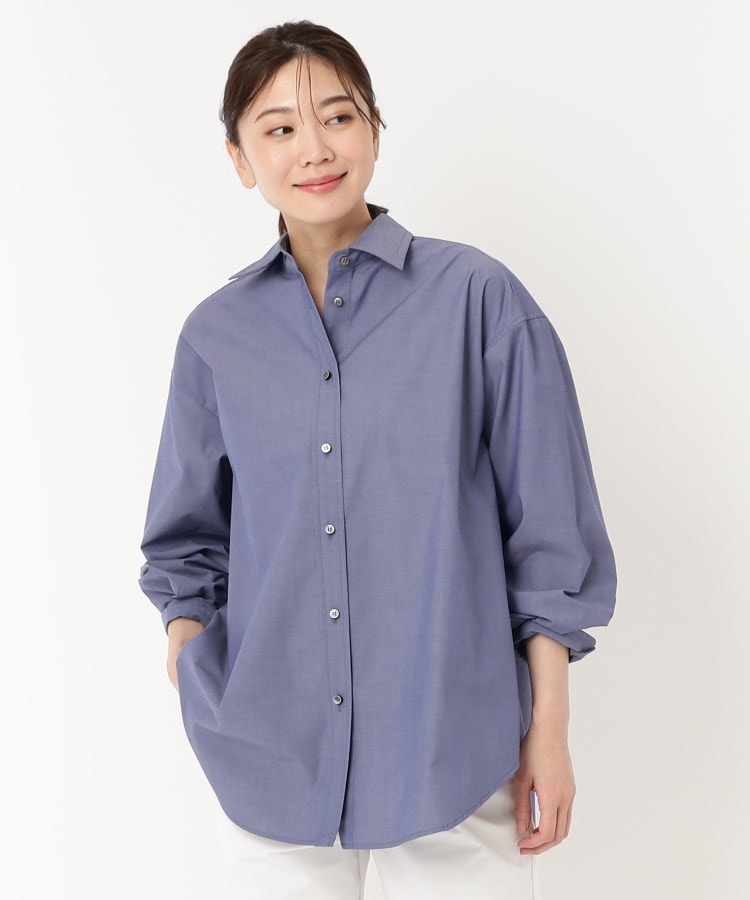 インテレクション(INTELLECTION)の【洗える】コットンポリエステルシャツブラウス ブルー(093)