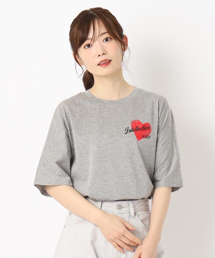 インテレクション(INTELLECTION)の【洗える】ハートポイントショート丈Tシャツ グレー(012)