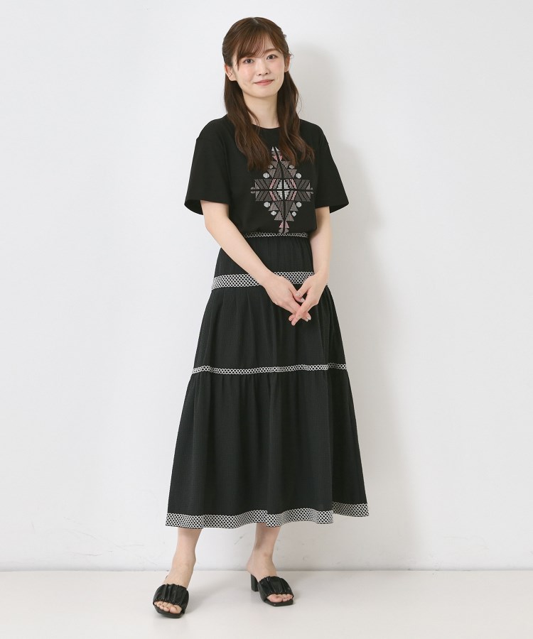 インテレクション(INTELLECTION)の【洗える】イカット柄プリント半そでTシャツ13