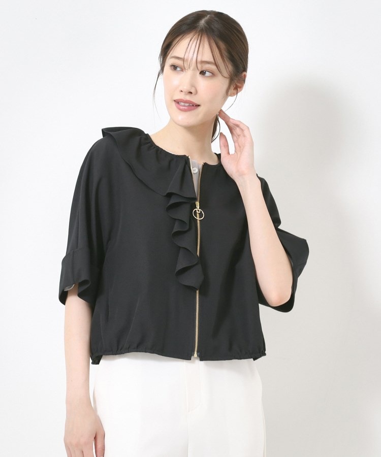 インテレクション(INTELLECTION)の【洗える・フリルデザイン】5分袖羽織りジャケット9