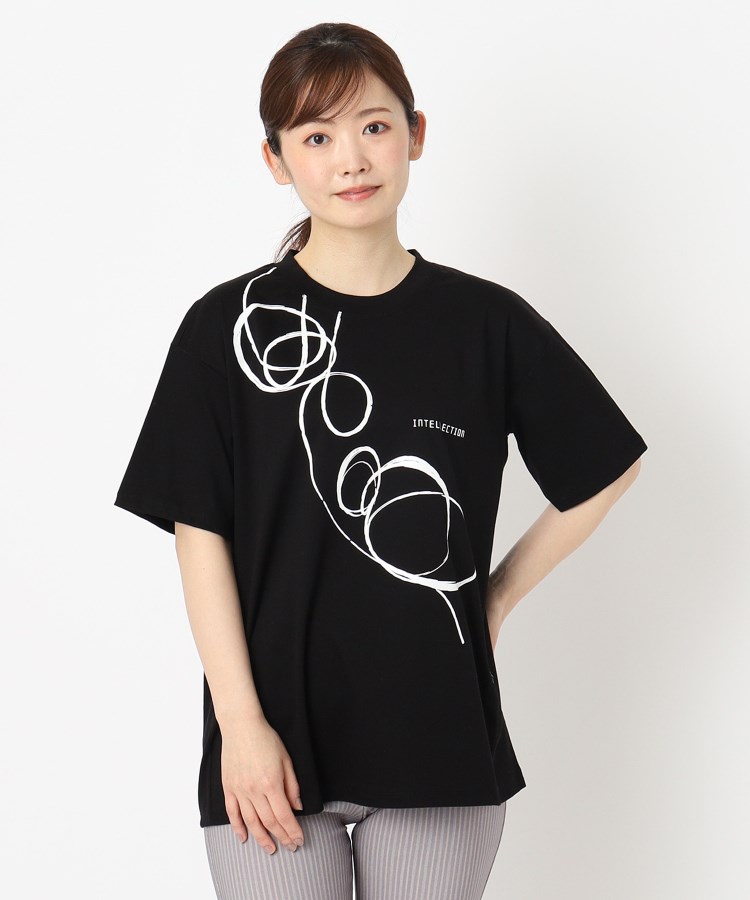 インテレクション(INTELLECTION)の【洗える・ゆったり】サークルモチーフAラインTシャツ ブラック(019)