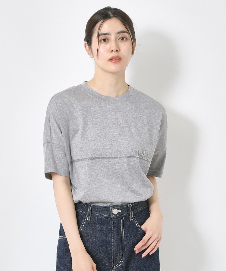 インテレクション(INTELLECTION)の【洗える・コットン】ドロップショルダーTシャツ グレー(012)