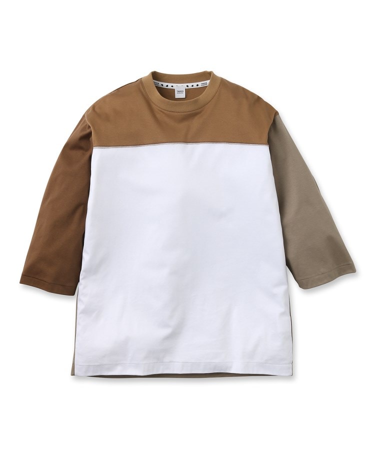 タケオキクチ(TAKEO KIKUCHI)のカラー ブロッキング フットボール Tシャツ1