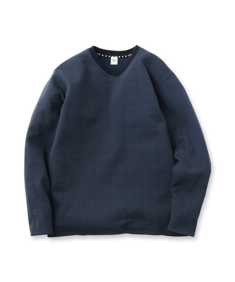 ◇ブリスタージャカード チェック Vネック カットソー