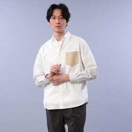 タケオキクチ(TAKEO KIKUCHI)のストライプ コンビネーション シャツ カジュアルシャツ