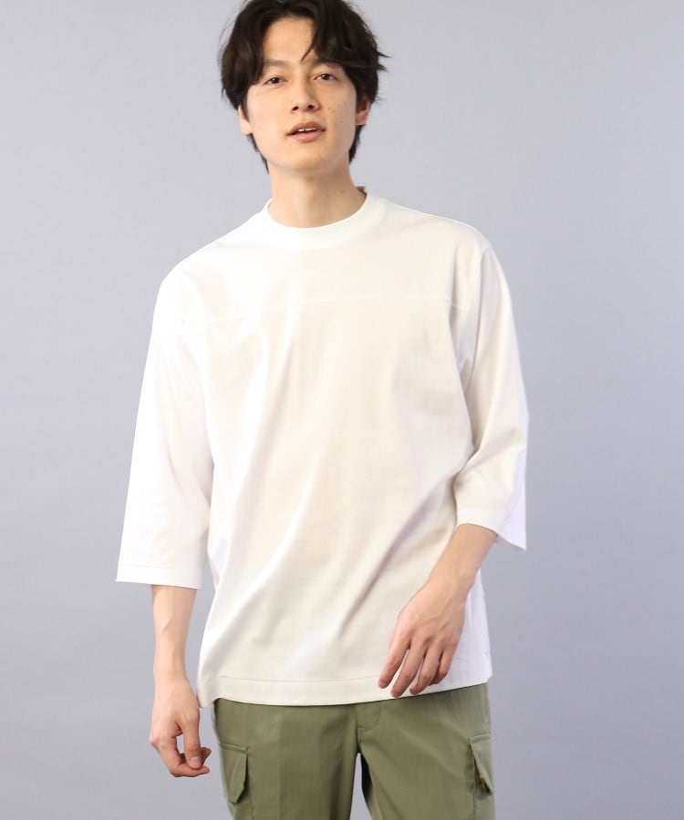  TAKEO KIKUCHI(タケオキクチ) 【Made in JAPAN】カラーブロッキング フットボール Tシャツ