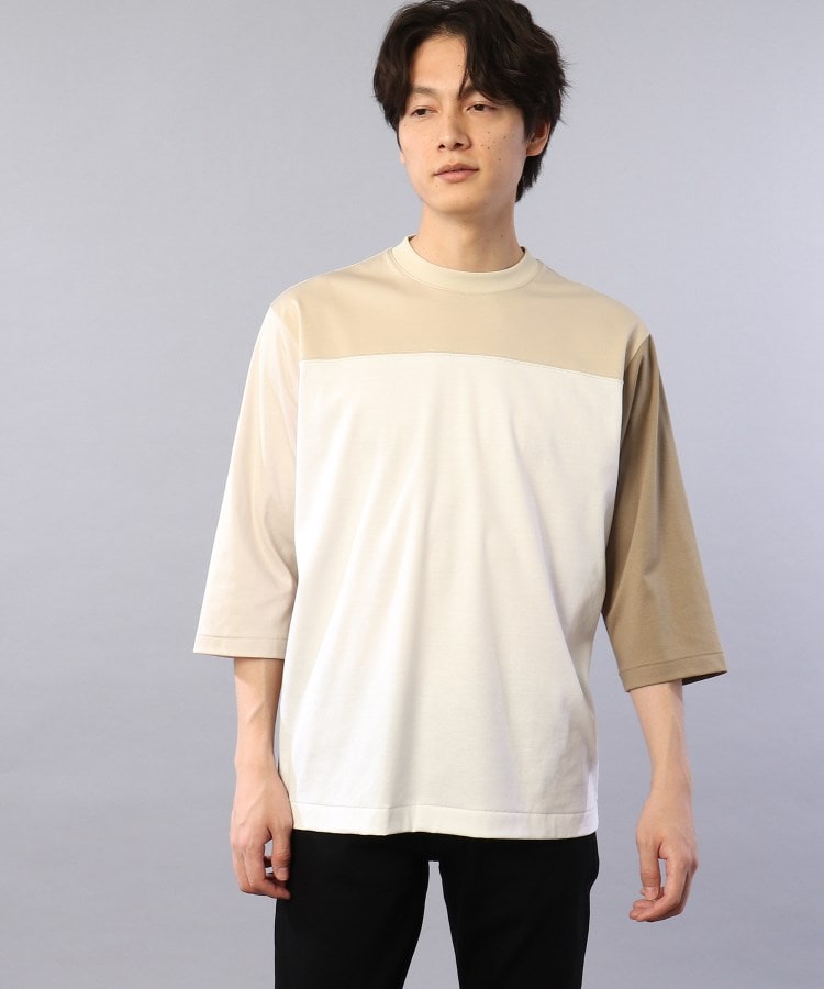  TAKEO KIKUCHI(タケオキクチ) 【Made in JAPAN】カラーブロッキング フットボール Tシャツ