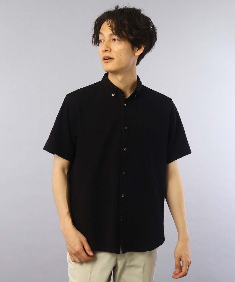  TAKEO KIKUCHI(タケオキクチ) 【Sサイズ〜】パーケット柄 リンクスジャカード 半袖シャツ