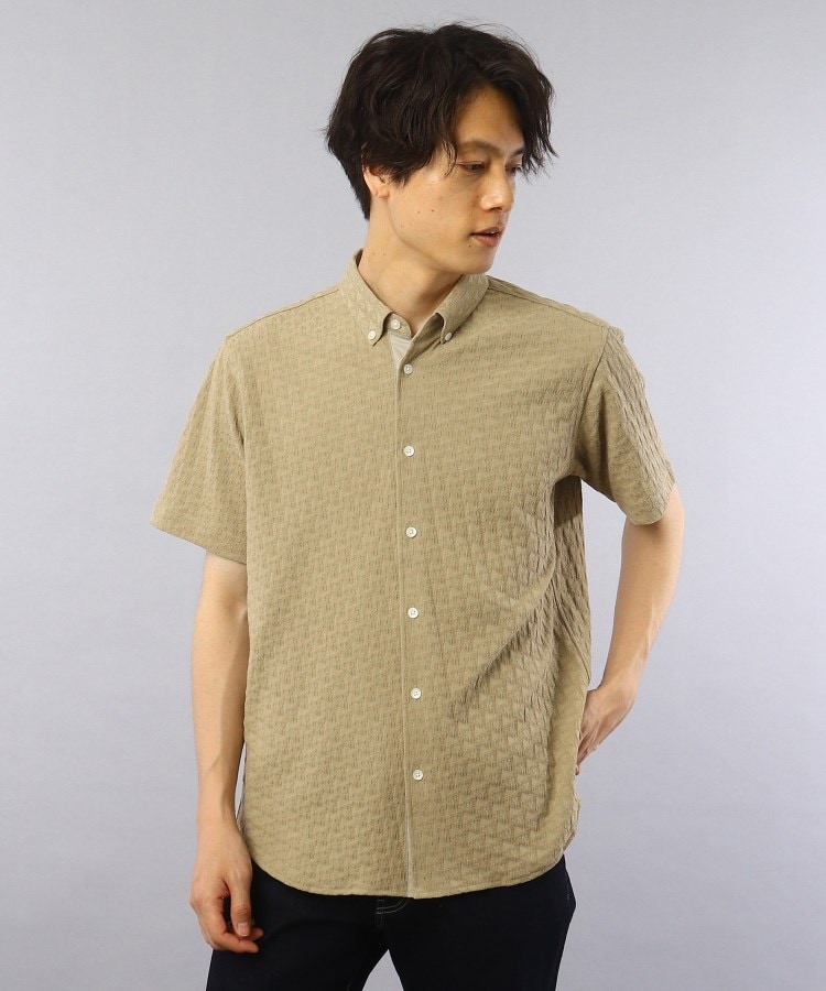  TAKEO KIKUCHI(タケオキクチ) 【Sサイズ〜】パーケット柄 リンクスジャカード 半袖シャツ